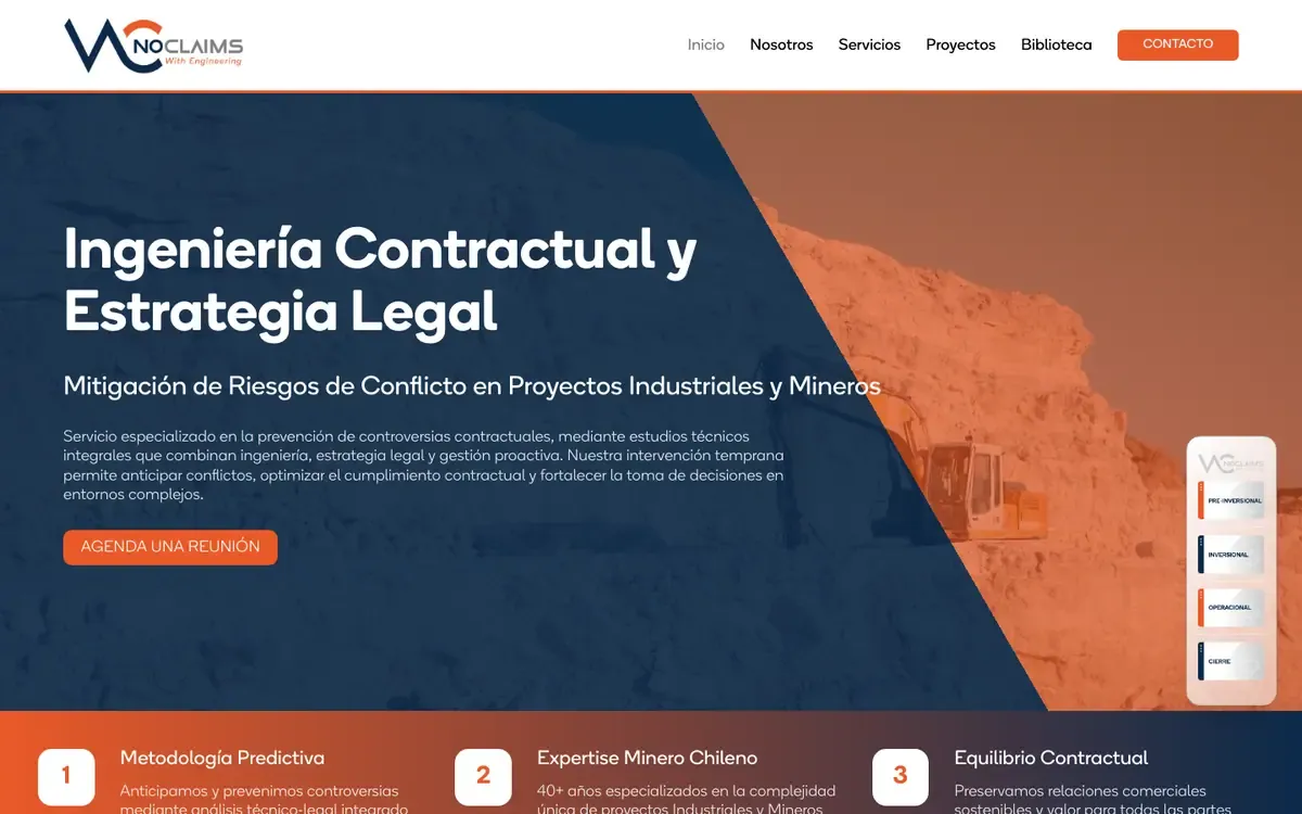 Sitio web de NoClaims, un cliente